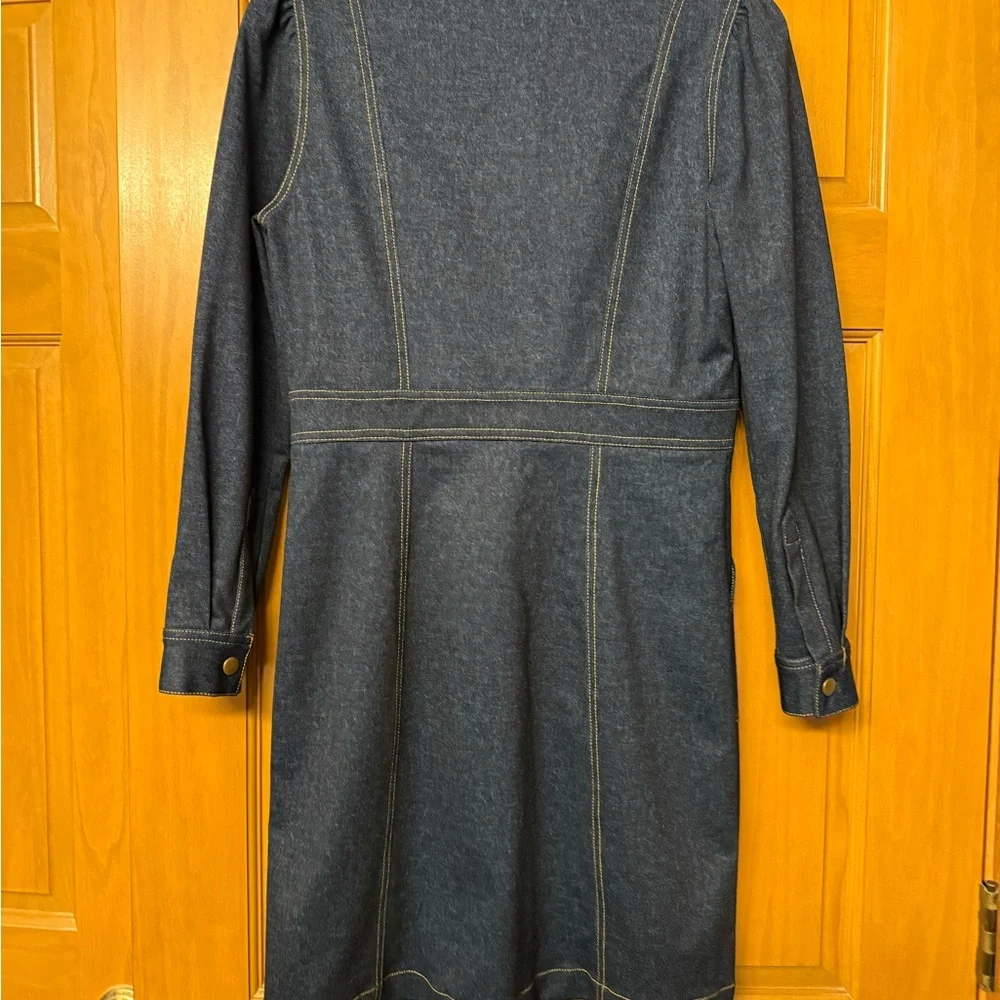 Jude Connally Solange Blue Denim Dress with Gold Buttons - Picture 3 of 6